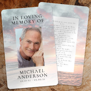 In Love Memory Sunset Memorial Prayer Card
