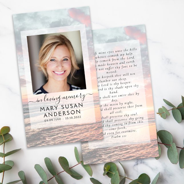 In Love Memory Sunset Memorial Prayer Card (Von Creator hochgeladen)