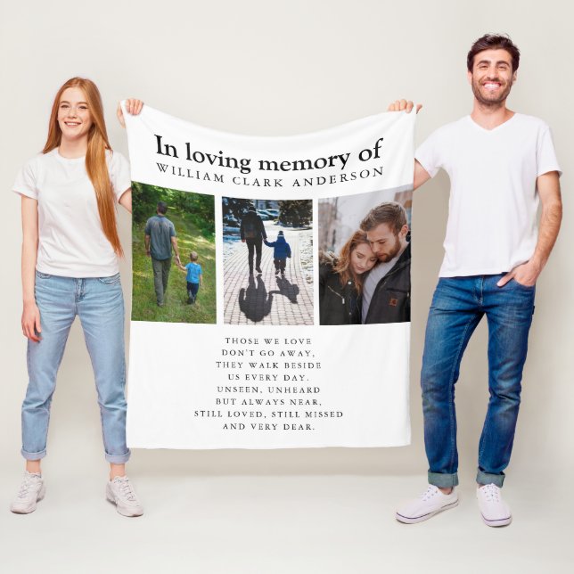 In Love Memory Three Foto Gedicht Tribute Blanket Fleecedecke (Beispiel)