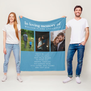 In Love Memory Three Foto Gedicht Tribute Blue Fleecedecke