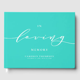 In Love Memory Türkise Dainty Script Beerdigung Gästebuch