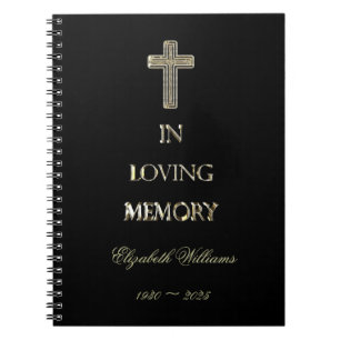 In Love Memory Typografie Golden Cross Elegant Notizblock