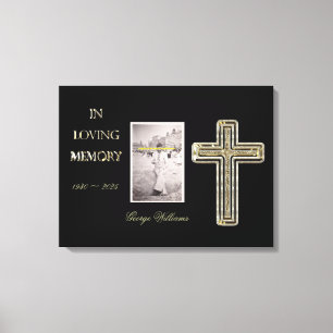 In Love Memory Typografie Golden Cross Foto Leinwanddruck