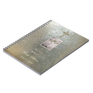 In Love Memory Typografie Golden Cross Foto Notizblock