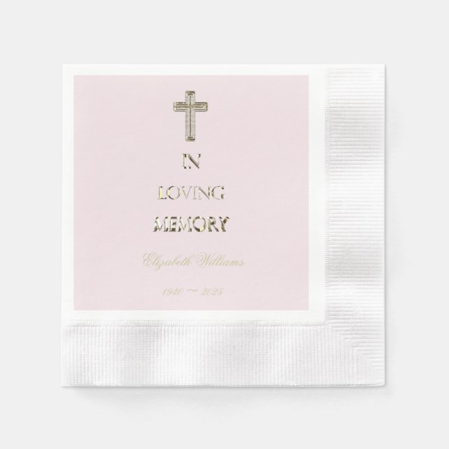 In Love Memory Typografie Golden Cross Serviette (Vorderseite)