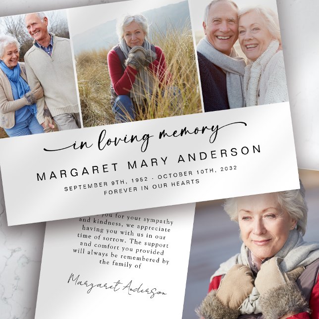 In Love Memory | Vier Fotos Beerdigung Beileid Dankeskarte (Von Creator hochgeladen)
