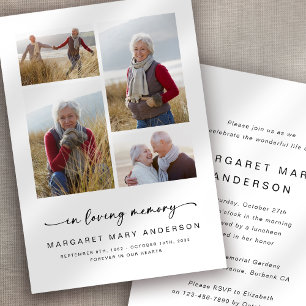 In Love Memory   Vier Fotos Beerdigungsdenkmal Einladung