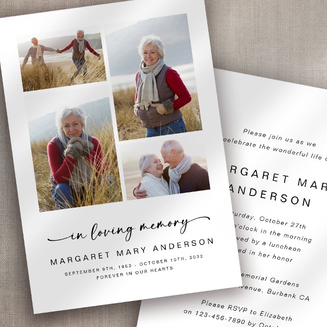 In Love Memory | Vier Fotos Beerdigungsdenkmal Einladung (Von Creator hochgeladen)