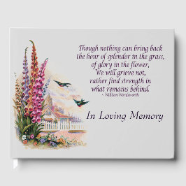 In Love Memory Vintage Cowbell-Blume und Vögel Gästebuch