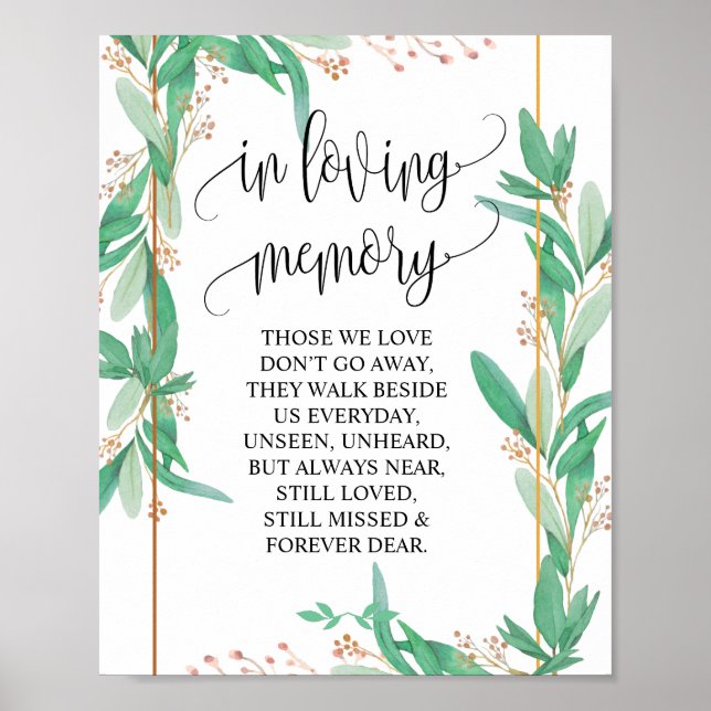 In Love Memory Wedding Memorial Table Sign v2 Poster (Vorne)