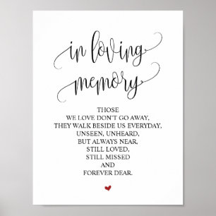 In Love Memory Wedding Memorial Table Sign v3 Poster
