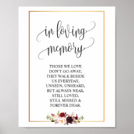 In Love Memory Wedding Memorial Table Sign v3 Poster