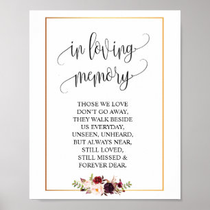 In Love Memory Wedding Memorial Table Sign v3 Poster