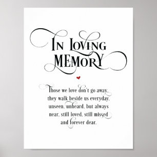 In Love Memory Wedding Memorial Table Sign v3 Poster