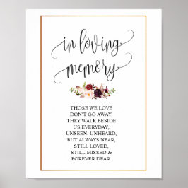 In Love Memory Wedding Memorial Table Sign v4 Poster