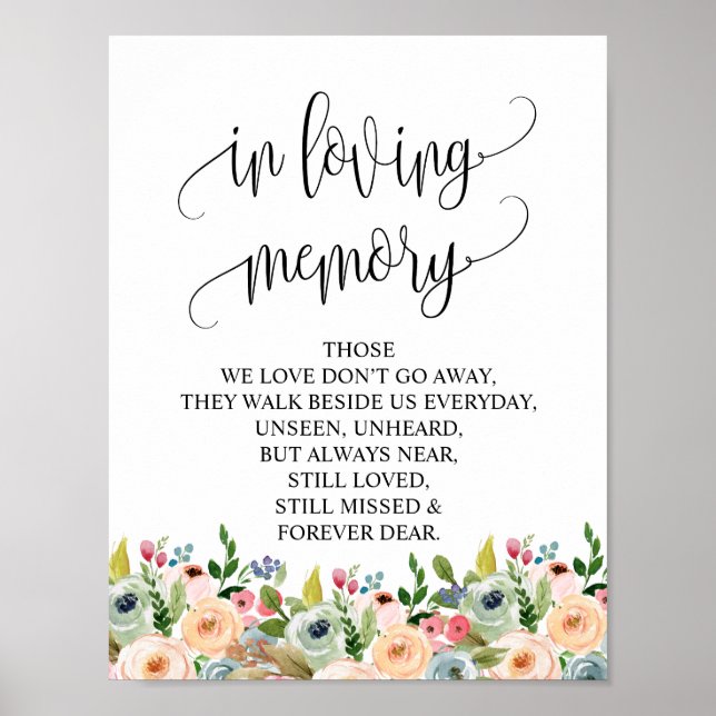 In Love Memory Wedding Memorial Table Sign v6 Poster (Vorne)