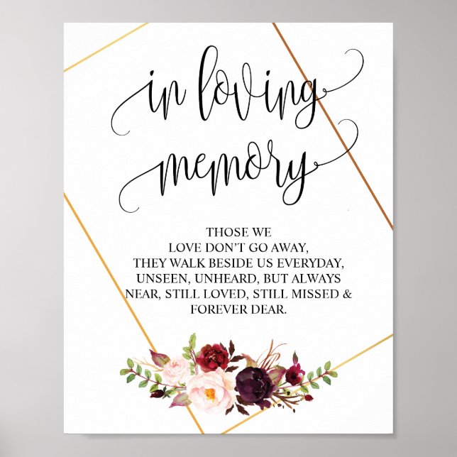 In Love Memory Wedding Memorial Table Sign v7 Poster (Vorne)