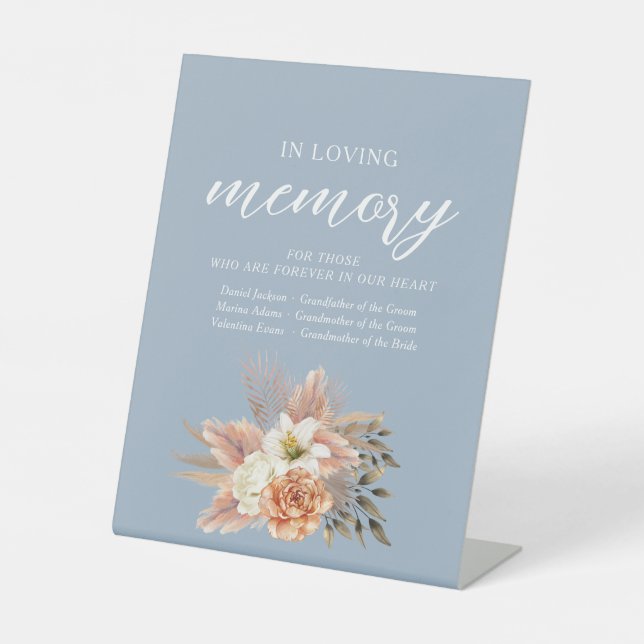 In Love Memory Wedding signieren Dusty Blue Sockelschild (Vorderseite)