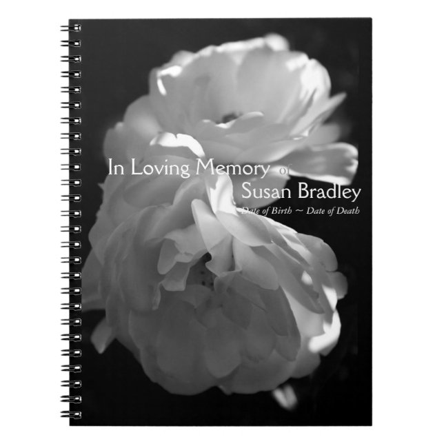 In Love Memory White Roses Funeral Gästebuch 2 Notizblock (Vorderseite)