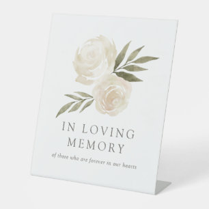 In Love Memory White Watercolor Floral Wedding P Sockelschild