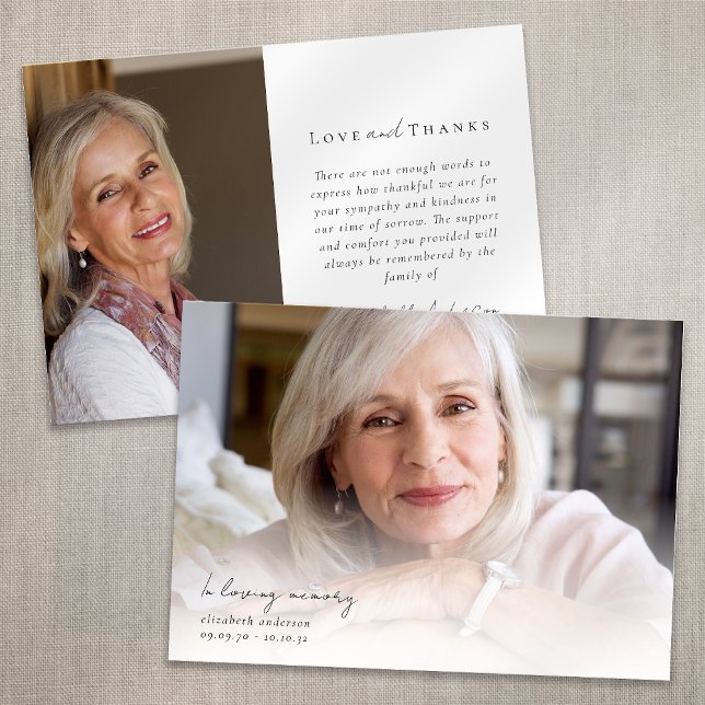 In Love Memory Zwei-Foto-Beileid-Beerdigung Dankeskarte (Von Creator hochgeladen)