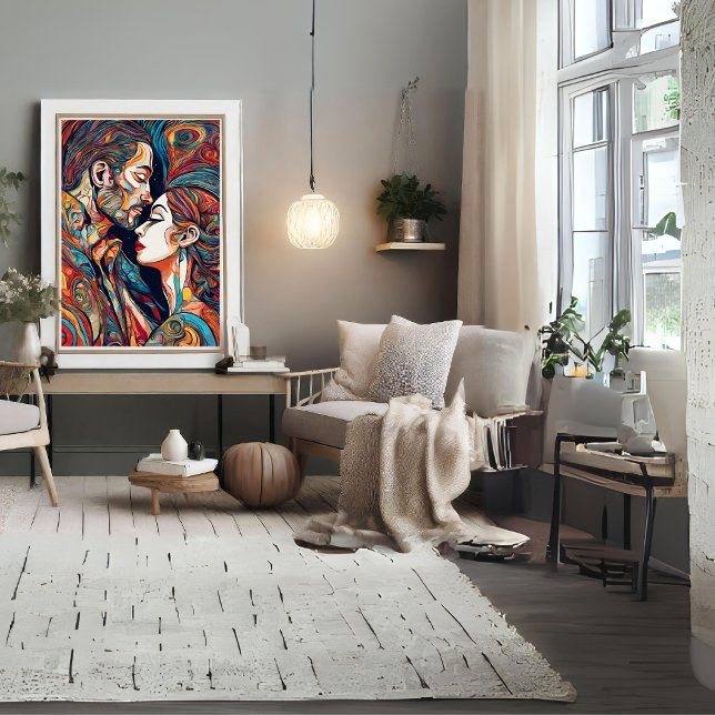 In Love moderne Kunst Poster (Man and Woman in Love Modern Art Poster)