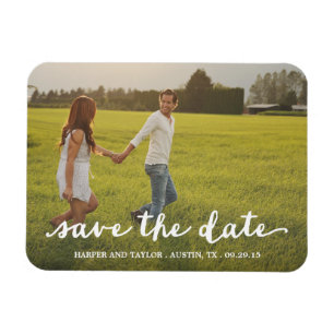 In Love Schrift Overlay Save the Date Magnet
