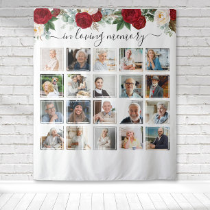 In Loving Memory 20 Foto Red Floral Memorial Wandteppich