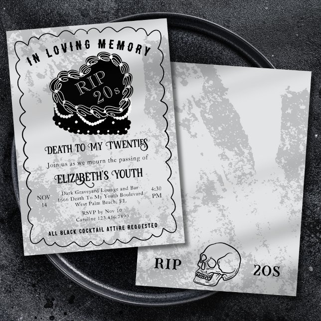 In Loving Memory Black Scribble Cake 30. Geburtsta Einladung (Von Creator hochgeladen)