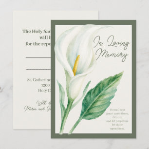 In-Loving-Memory-Calla-Lily-Messopfer-Karte Mitteilungskarte