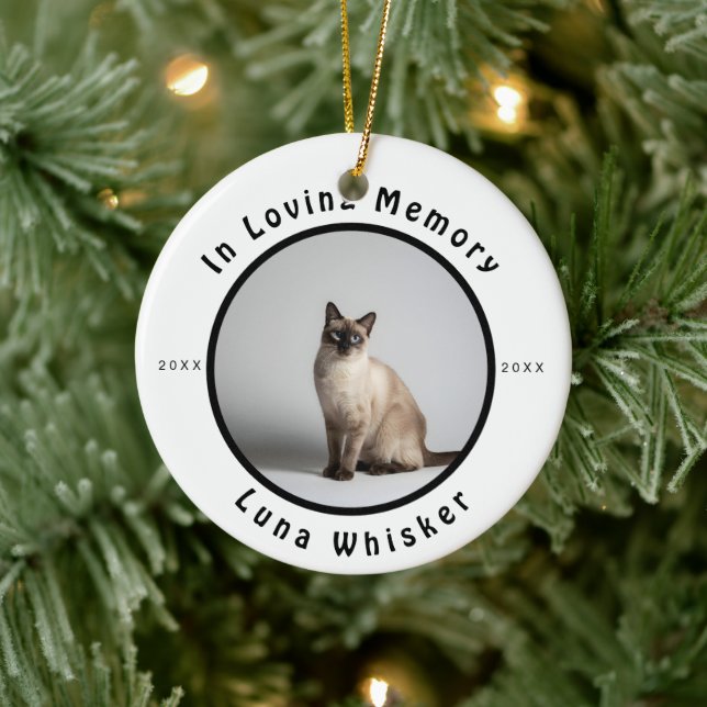 In Loving Memory Cat Photo Memorial Keramik Ornament (Baum)