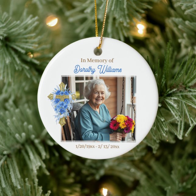 In Loving Memory | Christmas Photo Memorial Keramik Ornament (Baum)
