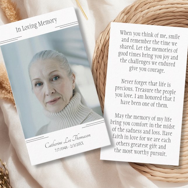 In Loving Memory Classic Photo Prayer Card Visitenkarte (In Loving Memory Classic Photo Prayer Card
)