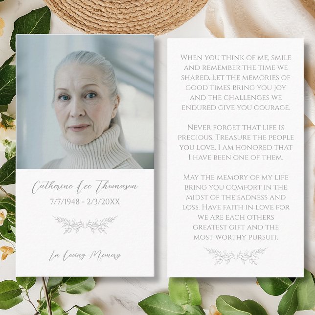 In Loving Memory Elegant Floral Prayer Card Visitenkarte (In Loving Memory Elegant Floral Prayer Card
)