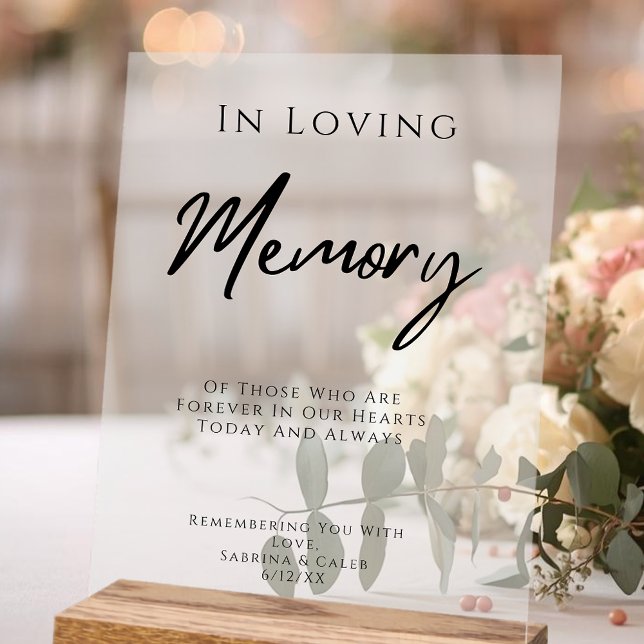 In Loving Memory Elegant Wedding Memorial Table Acrylschild (In Loving Memory Elegant Wedding Memorial Table Acrylic Sign)