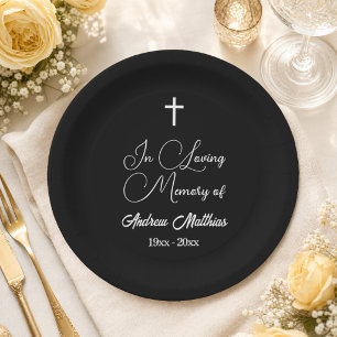In Loving Memory Elegante Beerdigung Pappteller