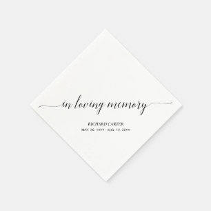In Loving Memory Elegante Schriftzug-Trauerfeier Serviette