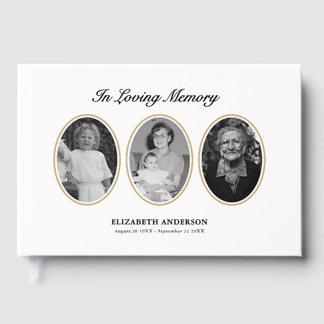 In Loving Memory Elegantes Gästebuch mit 4 Fotos i (Vorderseite)