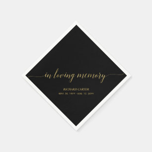 In Loving Memory Elegantes goldenes Skript-Geden Serviette