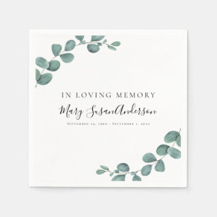 In Loving Memory Eukalyptus-Trauer-Gedenk-Wachfeie Serviette