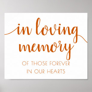 In Loving Memory Fall Orange Memorial Poster