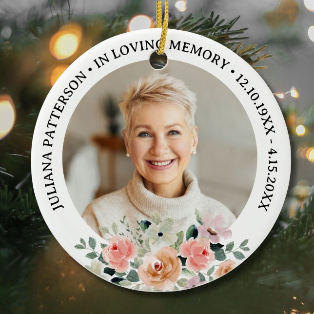 In Loving Memory Floral Funeral Memorial Photo  Keramik Ornament (Von Creator hochgeladen)