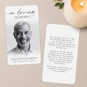 In Loving Memory Foto Einfache Trauer Gebetskarte