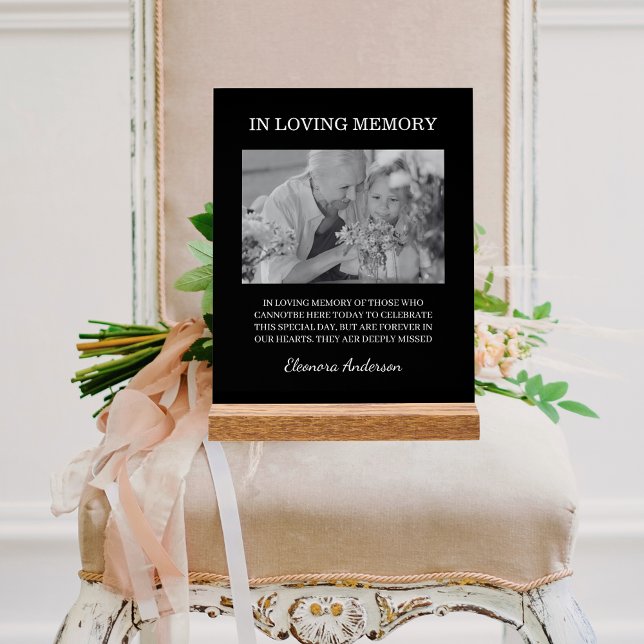 In Loving Memory Foto Hochzeit Schwarz Weiß Acrylschild (Von Creator hochgeladen)