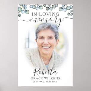 In Loving Memory Foto Schrift Eukalyptus Grünzeug Poster