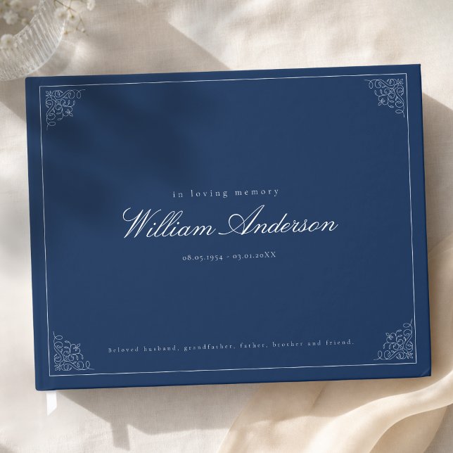 In Loving Memory Foto Trauerfeier Blau Gästebuch (In Loving Memory Photo Funeral Blue Guest Book)