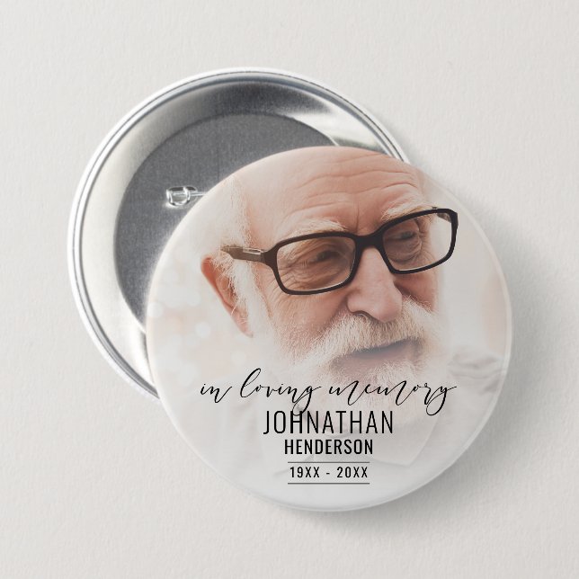 "In Loving Memory" Foto-Tribut-Abzeichen Button (Vorne & Hinten)