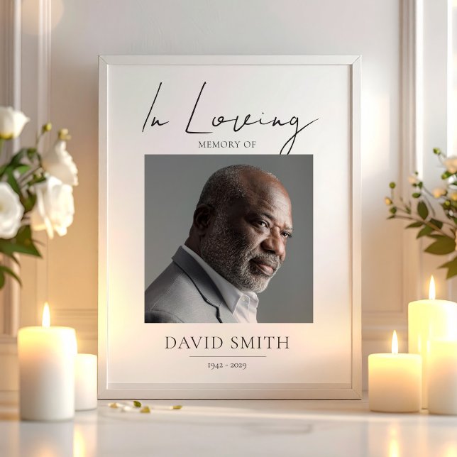 In Loving Memory Funeral Minimalistische Foto Poster (In Loving Memory Funeral Minimalist Photo Poster, Dad Remembrance)