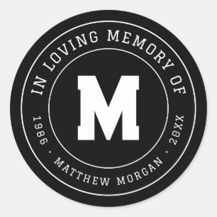 In-Loving-Memory-Gedenkmonogramm Runder Aufkleber