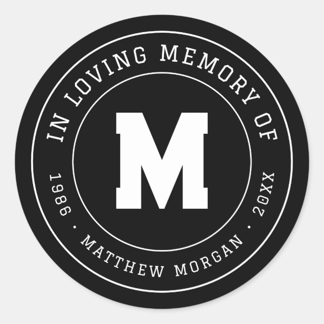In-Loving-Memory-Gedenkmonogramm Runder Aufkleber (Vorderseite)